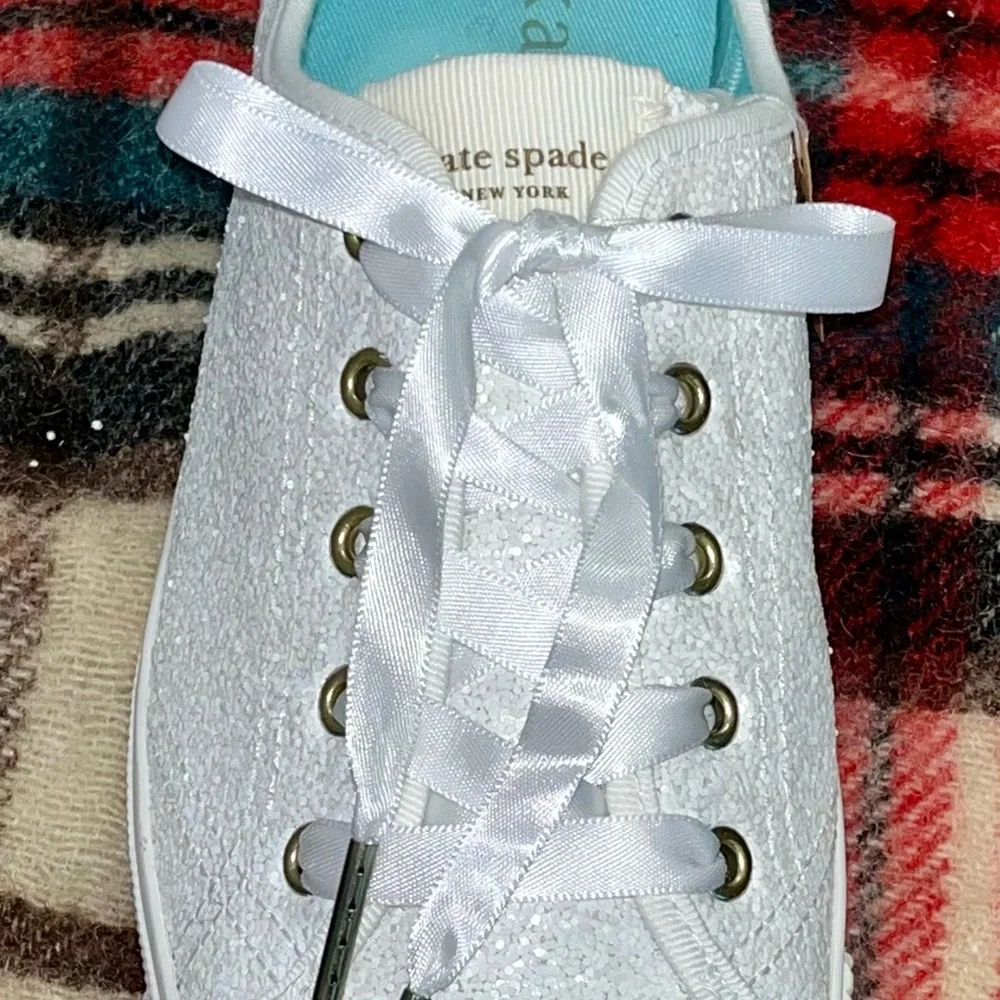 Kate Spade-Trista Glitter Sneaker in white size 8 1/2 - Picture 9 of 16